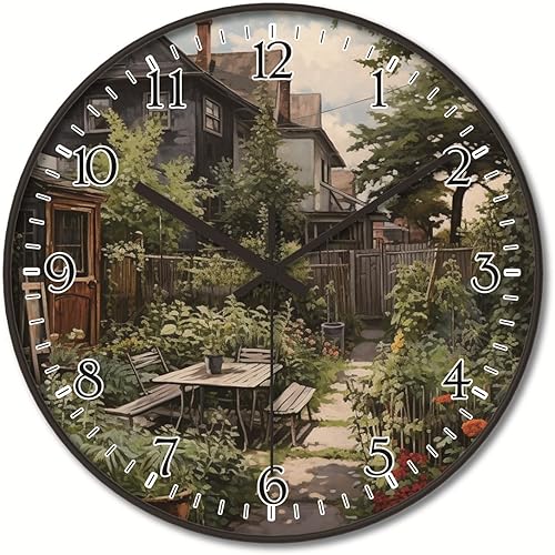 Reloj de pared rústico de 8 pulgadas para sala de estar, dormitorio, cocina, oficina, patio trasero