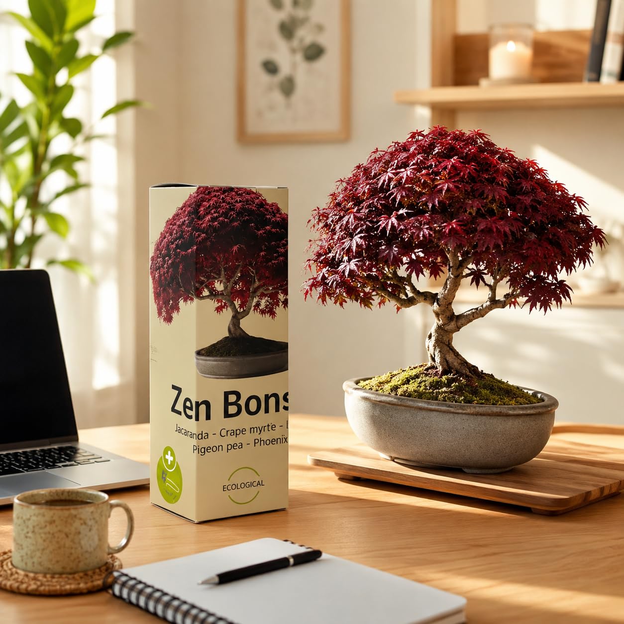 Bonsai kompletny zestaw startowy do dekoracji drewna, 5 naturalnych roślin, japońskie nasiona, narzędzia i nożyczki, prezent dla kobiet i mężczyzn, oryginalne pudełko dla matki, ogrodnictwo dla