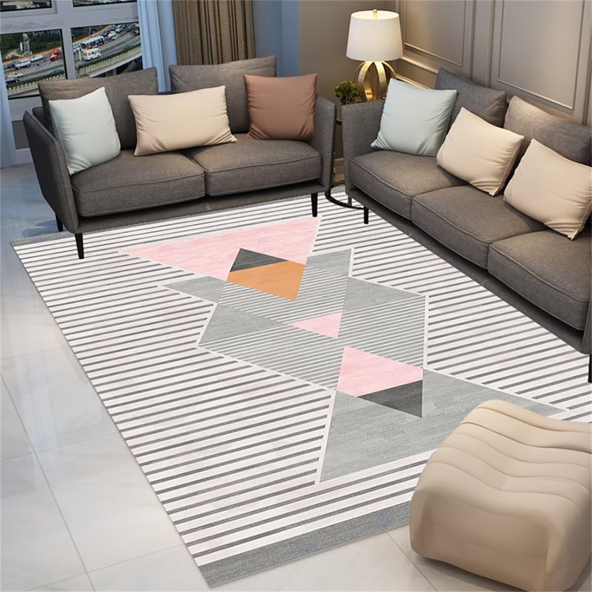 Tapis de salon simple gris ultra absorbant pour le confort du balcon et de la terrasse