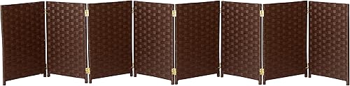 Miniatura 2 de Red Lantern Pantalla plegable de fibra tejida corta de 2 pies - 8 paneles - Dark Mocha