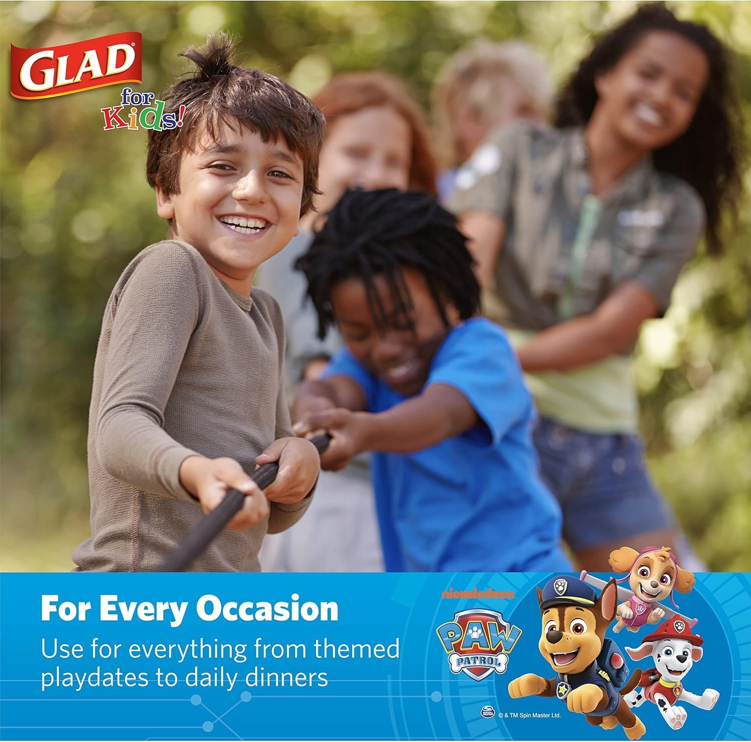 Glad for Kids Paw Patrol Disposable Paper Plates, Heavy Duty Soak Proof Microwavable Kids Plates for Parties, Birthdays, and Everyday Meals, Core Pups Blue, 7 Inch, 20 Count - 5 Pack