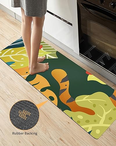 Miniatura 3 de Tapete de baño con hojas de otoño, antideslizante, de secado rápido y absorbente, de tierra de diatomeas, fregadero de cocina, tapete abstracto de