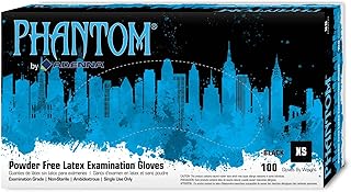 Adenna PHM910 Phantom 6 mil Latex Powder Free Exam Gloves (Black, X-Small) Box of 100