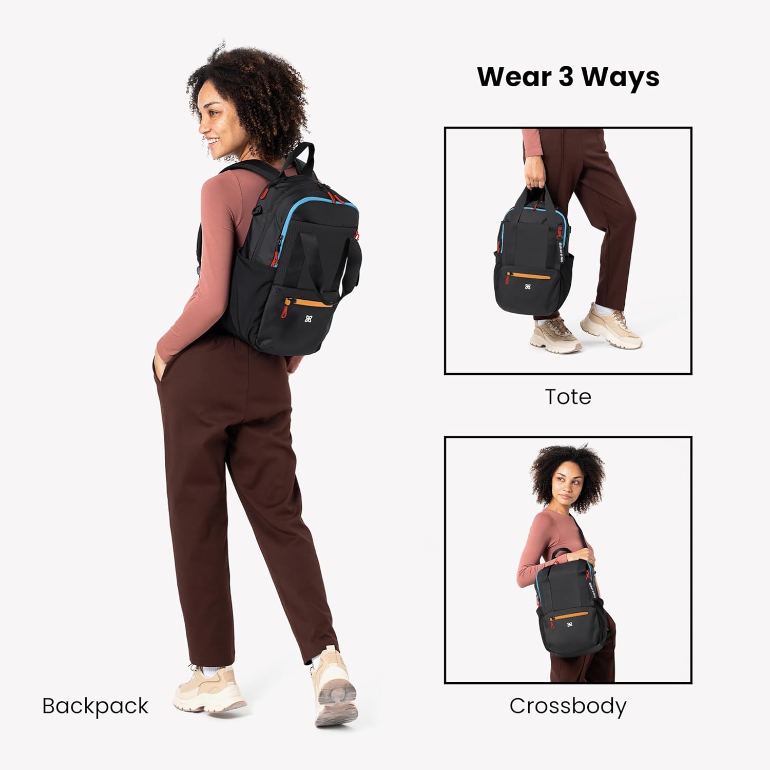 Sherpani Camden, Convertible Backpack, 3 in 1 Tote Bag, 18L Travel Backpack, Crossbody Bag for Women, Cross Body Purse, Travel Gifts, RFID Protection, Fits 13” Laptop (Chromatic Heritage) One Size Chromatic - Heritage