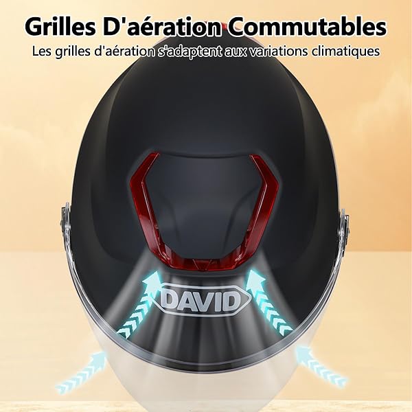 Casque Ouvert Classique, Demi-Casque avec Visière, Tour De Tête Ajustable, Coque en 709abs Combinée à Un Rembourrage Eps - 3