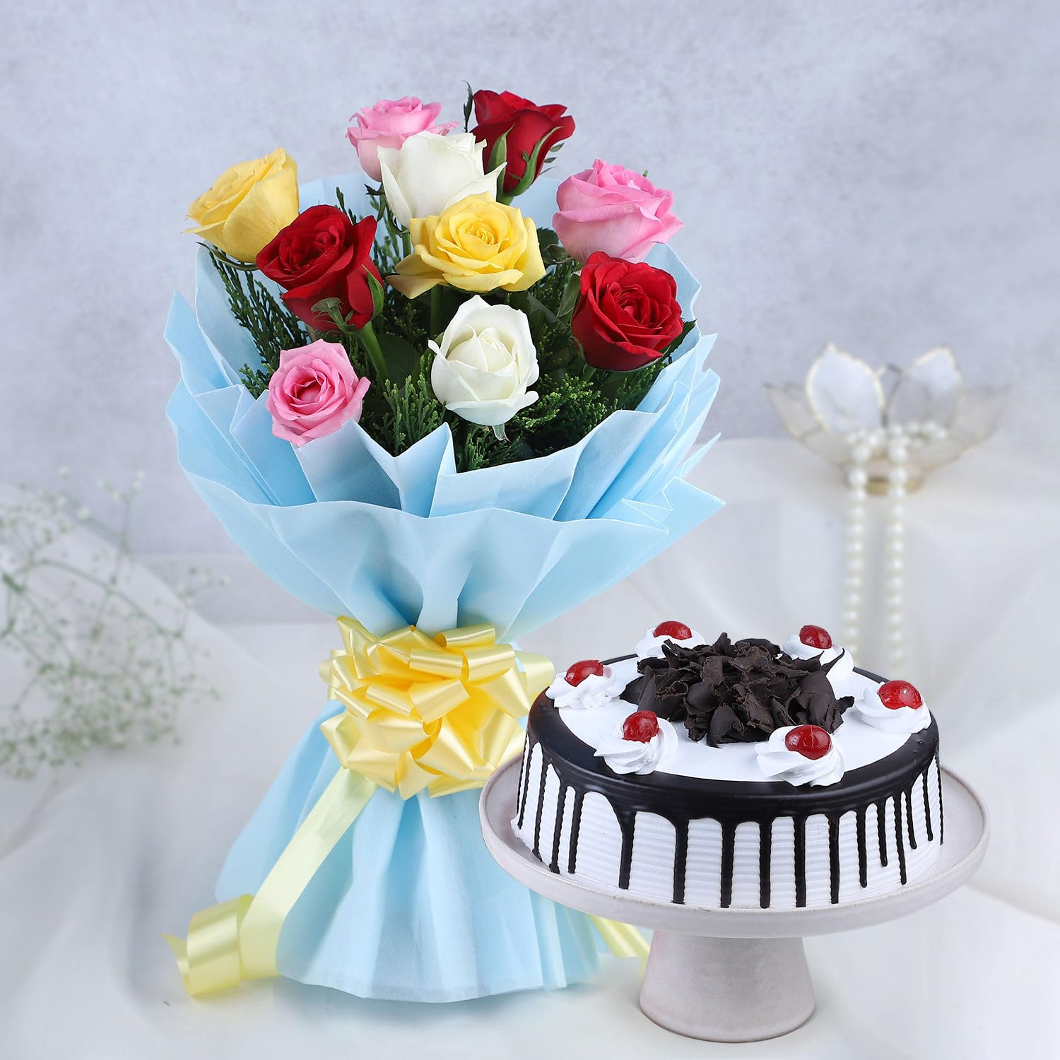 Fnp Roses And Black Forest Cake Standard-image-22