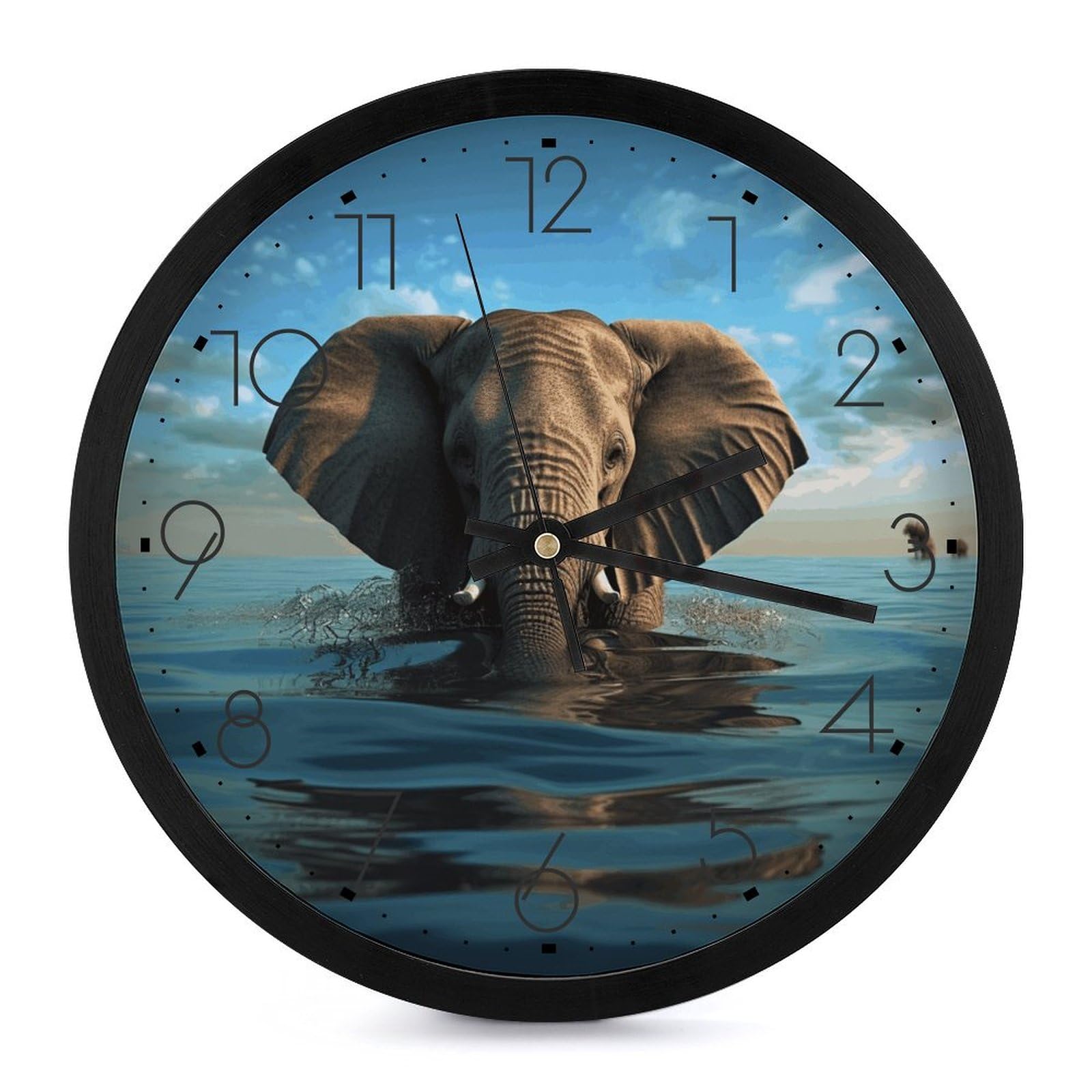 Horloge murale numérique éléphant pour salon moderne et apaisant