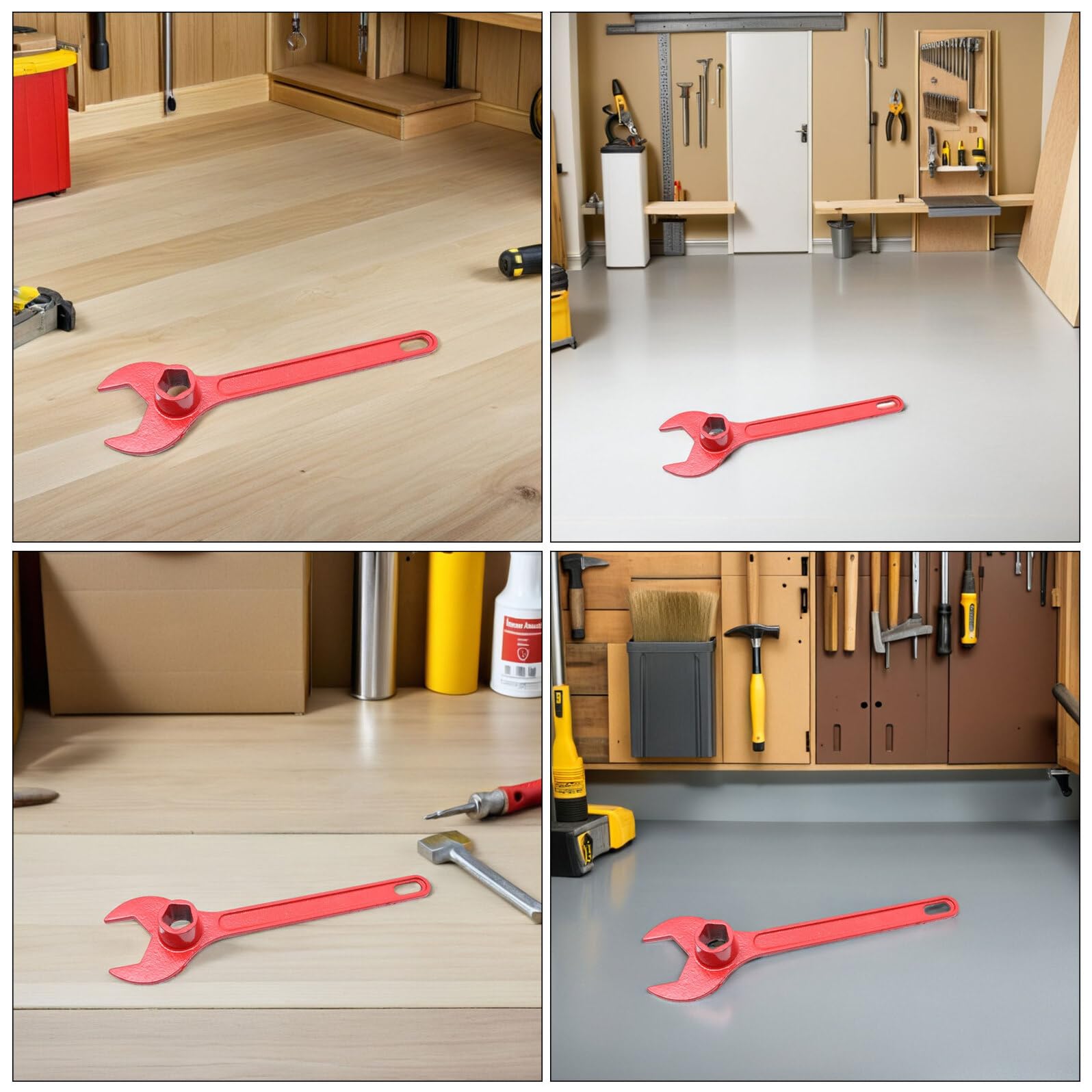 Llave para Manguera de Bombero Grande Roja Llave Hexagonal Multifuncional de Hierro Fundido Acabado Esmaltado Resistente Intemperie Herramienta Portátil para Hidrantes