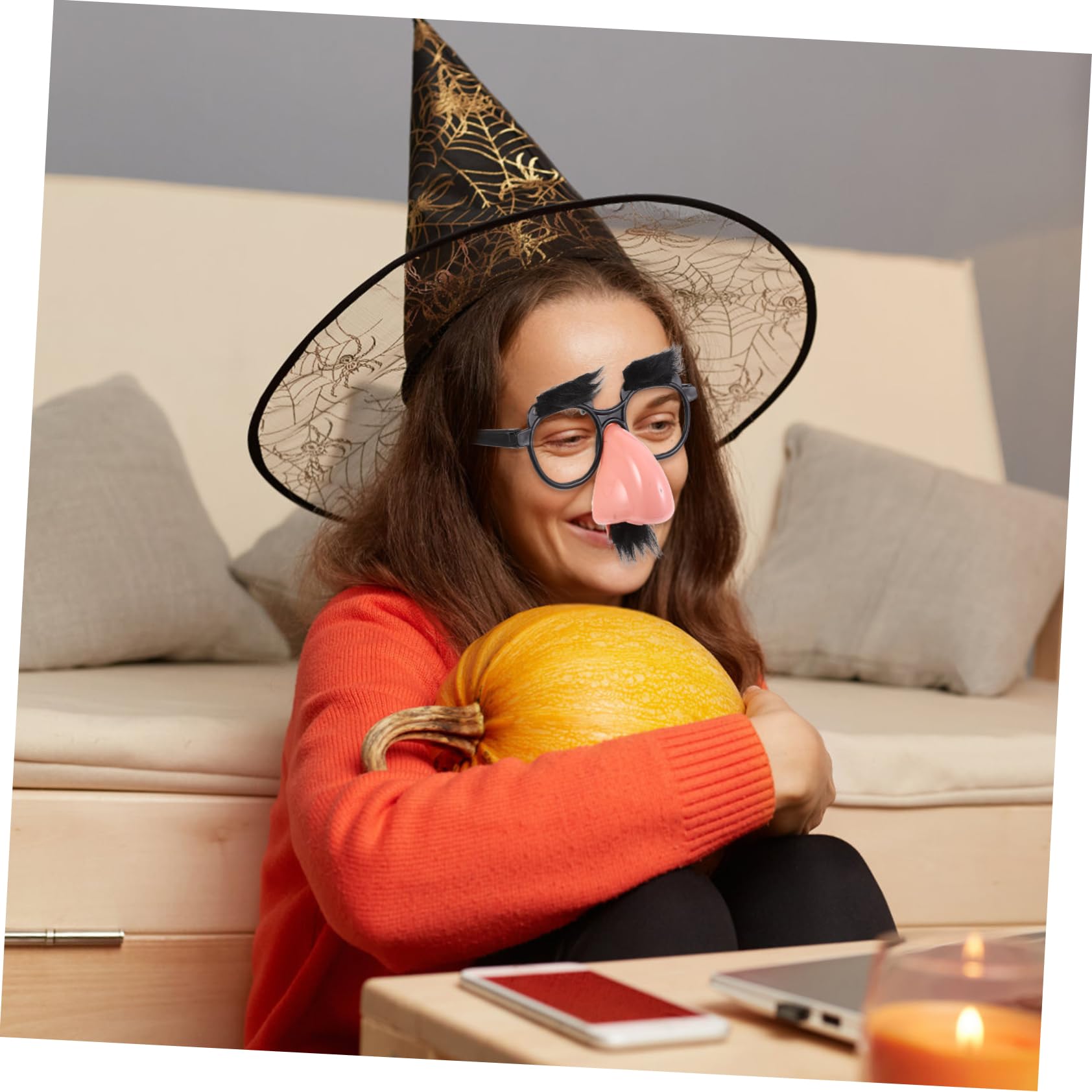 Hemoton Funny Nose Glasses Props 8pcs Decorative Big Nose with Fake Beard for Party Events