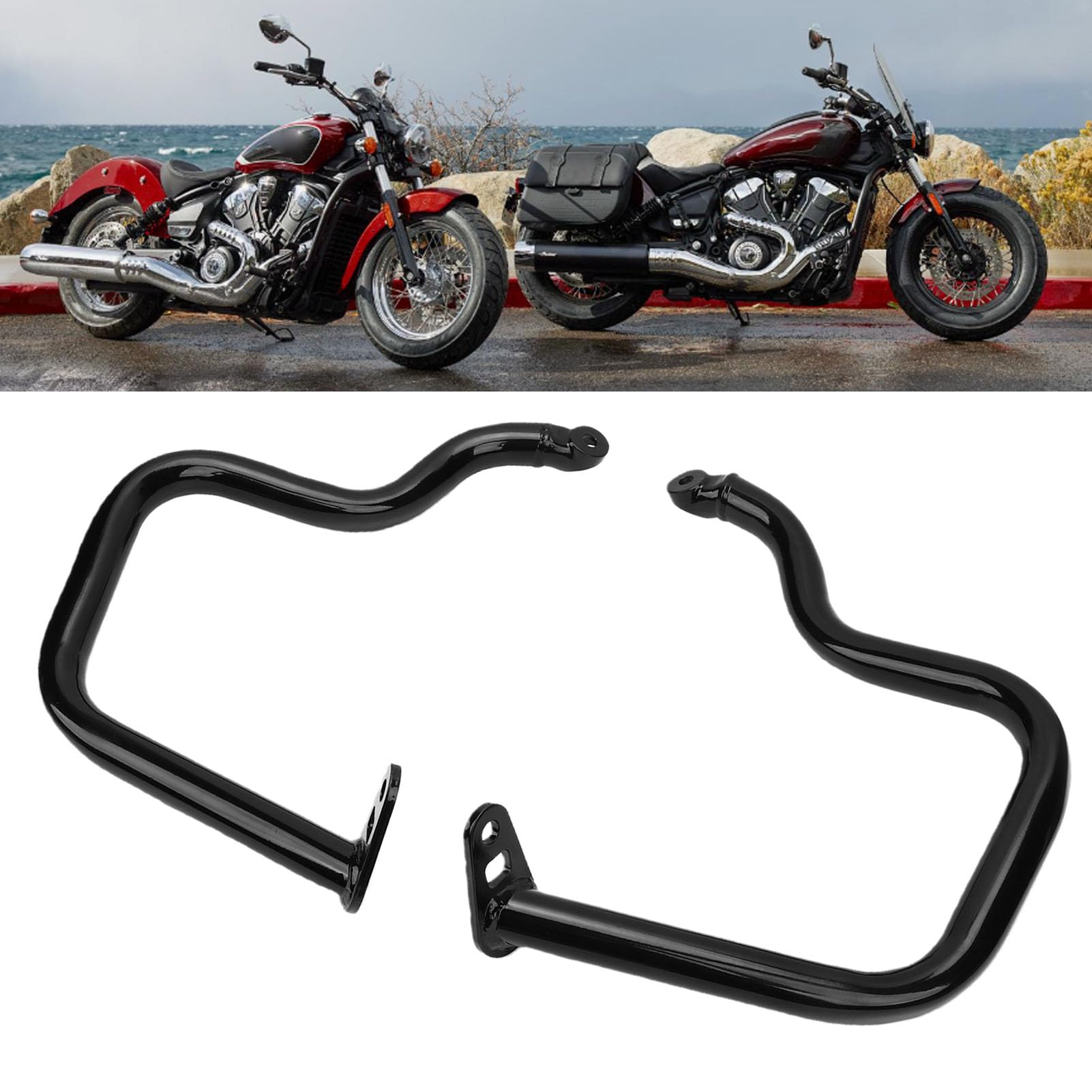 Aramox Barra di Protezione Autostradale per Protezione Motore Moto, Kit Barra di Metallo per Motore Inclusa 10 Accessori di Ricambio per Indian Super Scout 2025