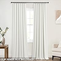 Vista 3 de KOUFALL Cortinas para Ventanas de Cuarto Opacas, Lino Blancas Bloqueador de Luz 84 Largas para Sala Elegantes Oscuras Cortina Sala de Estar Marfil