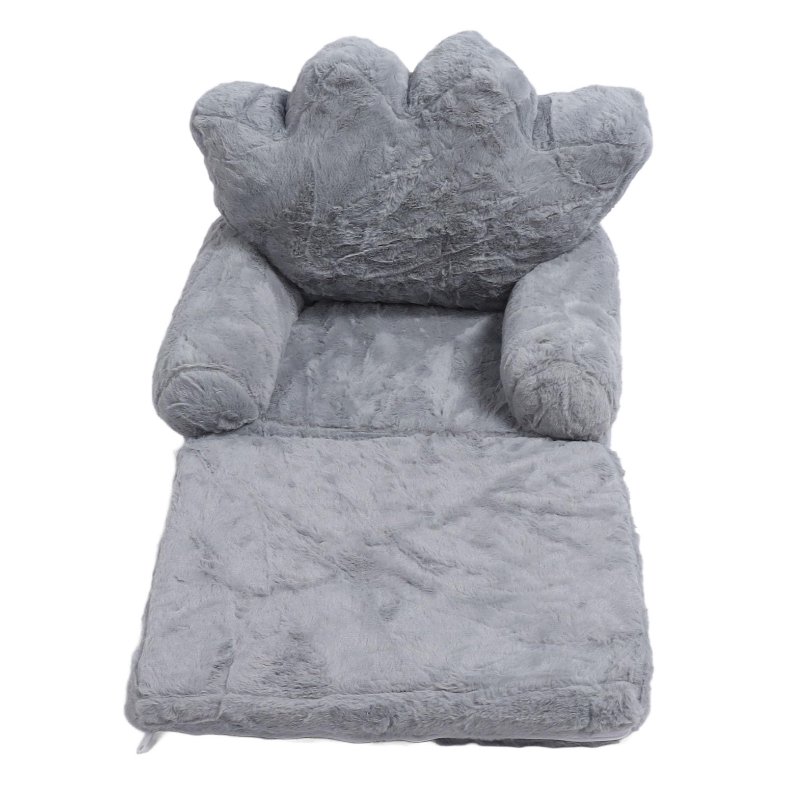 Coussin de siège pliable Rengue couronne en poils de lapin gris pour canapé de sol enfant