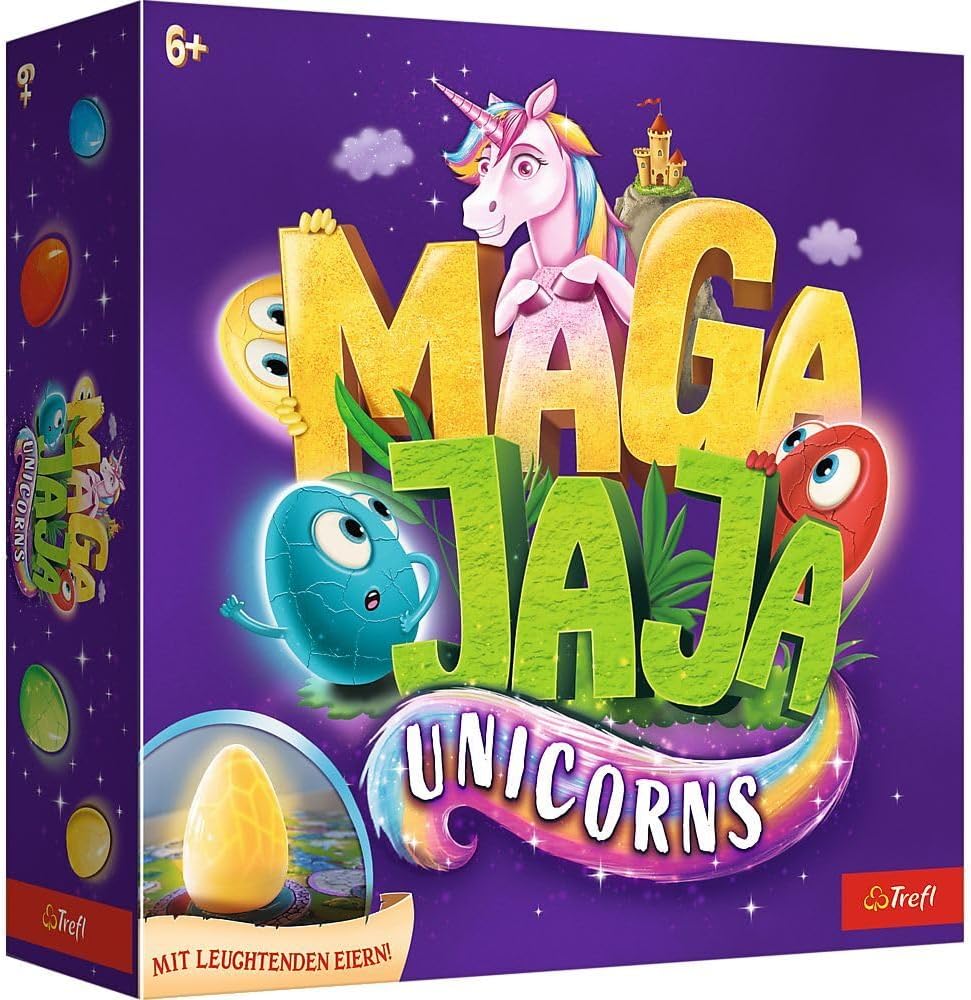 Trefl 02412 Family Board Game, Luminous Electric Eggs and Magnetic Tokens, Fairytale World of Unicorns Innovative Game for Adults and Children from 6 Years Game, Magajaja Unicorns