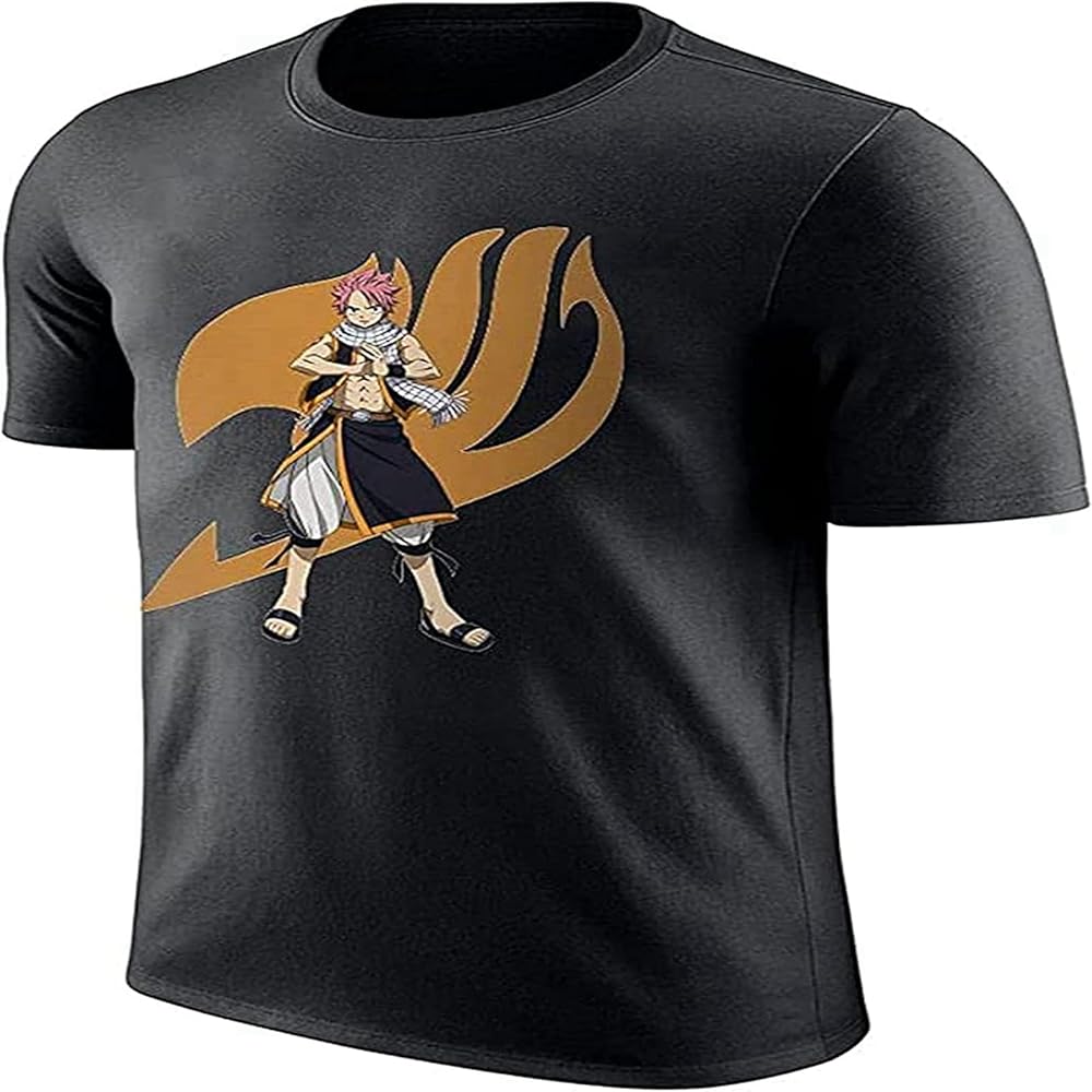SEUNKEE T-Shirt Natsu Fairy Tail Round Neck Short Sleeve Summer T