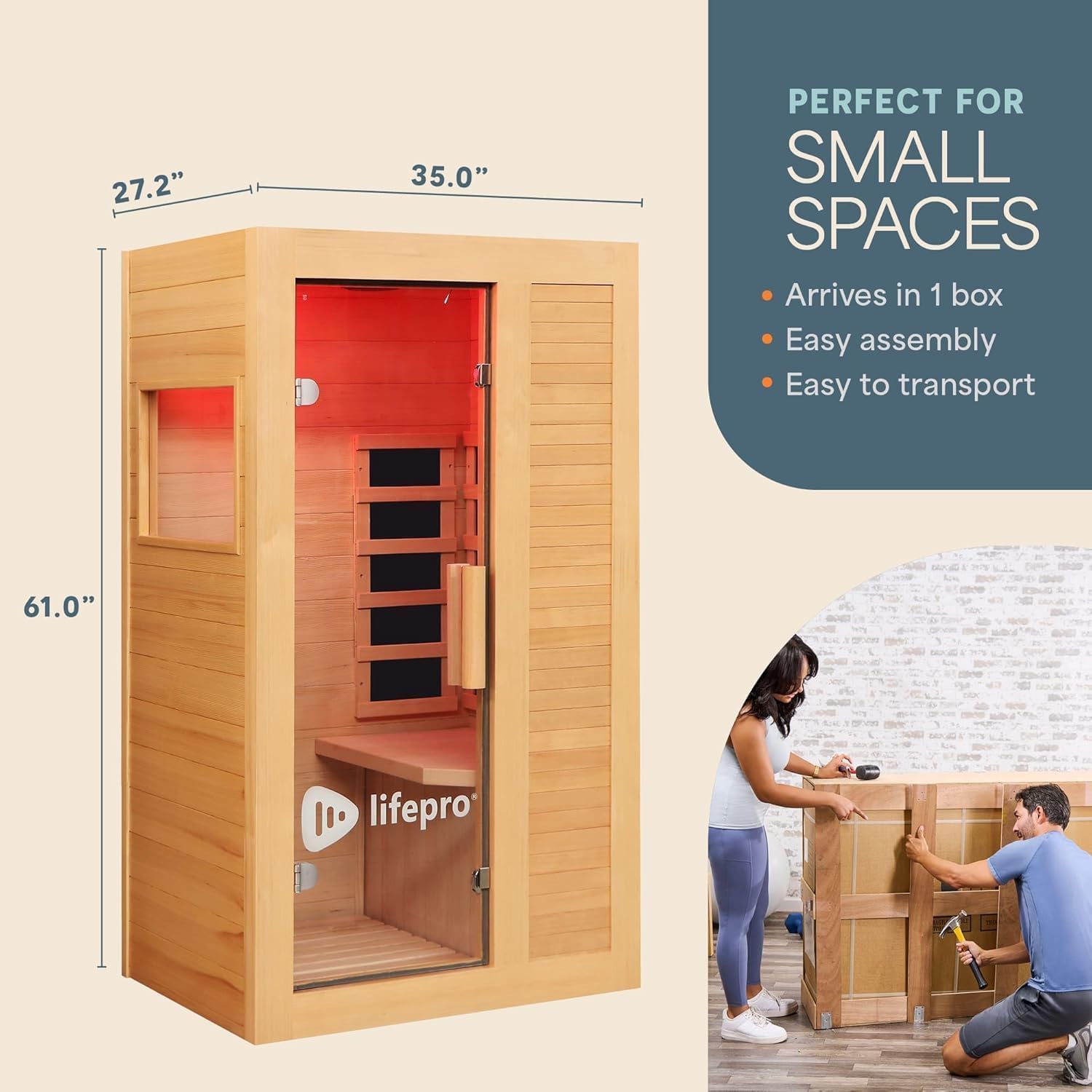 LifePro Rejuvacure Cozy Far Infrared Sauna with Red Light Therapy – 1 Person Home Sauna, 7 Carbon Fiber Heaters, Canadian Hemlock, Bluetooth Chromotherapy – Indoor Relaxation Wellness LifePro Rejuvacure Cozy Far Infrared Sauna with Red Light Therapy – 1 Person Home Sauna, 7 Carbon Fiber Heaters, Canadian Hemlock, Bluetooth Chromotherapy – Indoor Relaxation Wellness