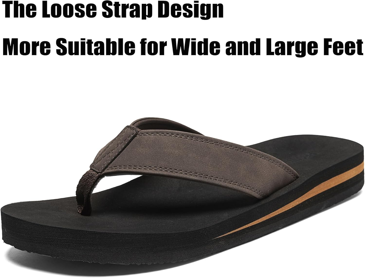 Men's Wide Flip Flop with Orthotic Arch Support Athletic Slide Thong Sandals for Men Soft Cushion Footbed - Image 3