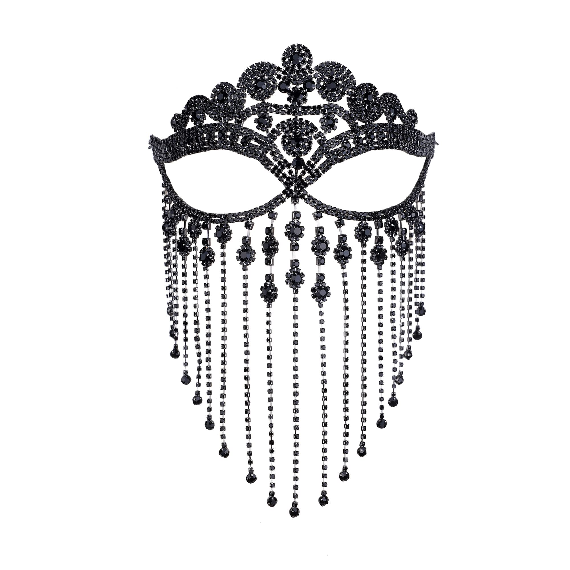 CCbodilyRhinestone Face Mask For Women - Rhinestone Crystal Face Chain Masquerade Mask for Women
