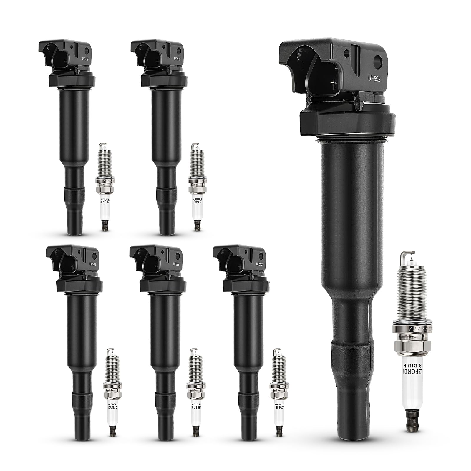 UF592 Ignition Coil &amp; 12120032137 Double Iridium Spark Plug For BMW 328i