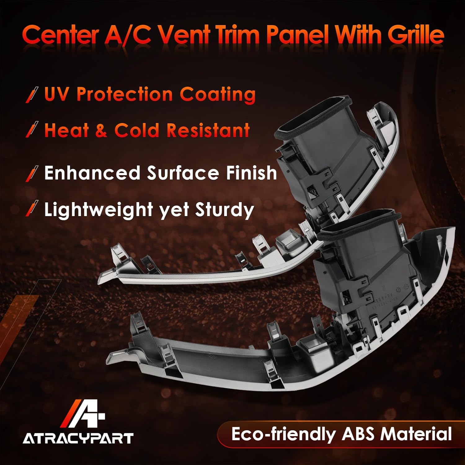 Center Dash A/C Air Vent with Grille, Compatible with 2003-2009 Lexus GX470, Toyota Prado 120 Land Cruiser, Trim Panel Console Outlet Insert Frame, Replaces# 55474-60040, 55475-60040 (Silver)
