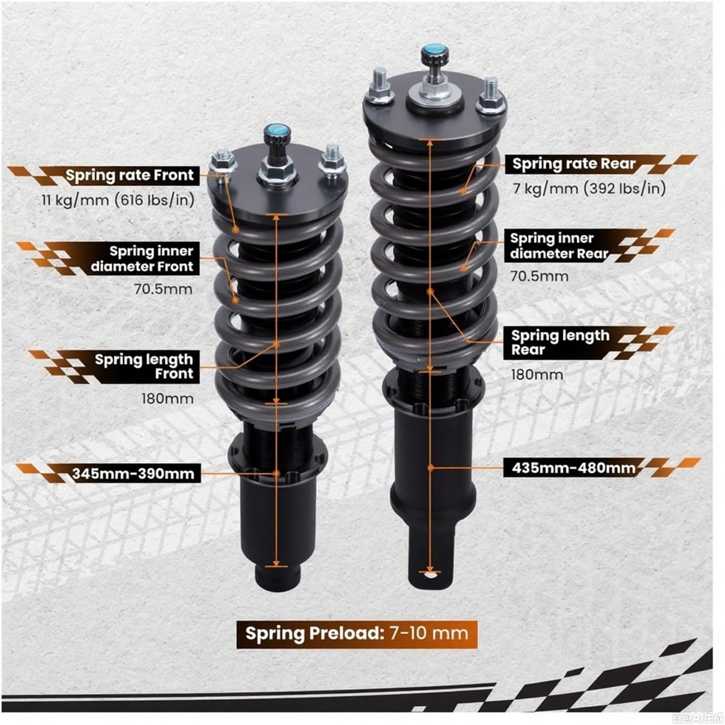 Peedingrods T7 Coilovers Struts Shocks Kit，Compatible With CR-X 1988-1991 ED EE EF，Compatible With Civic 1996-2000 EJ EK EM