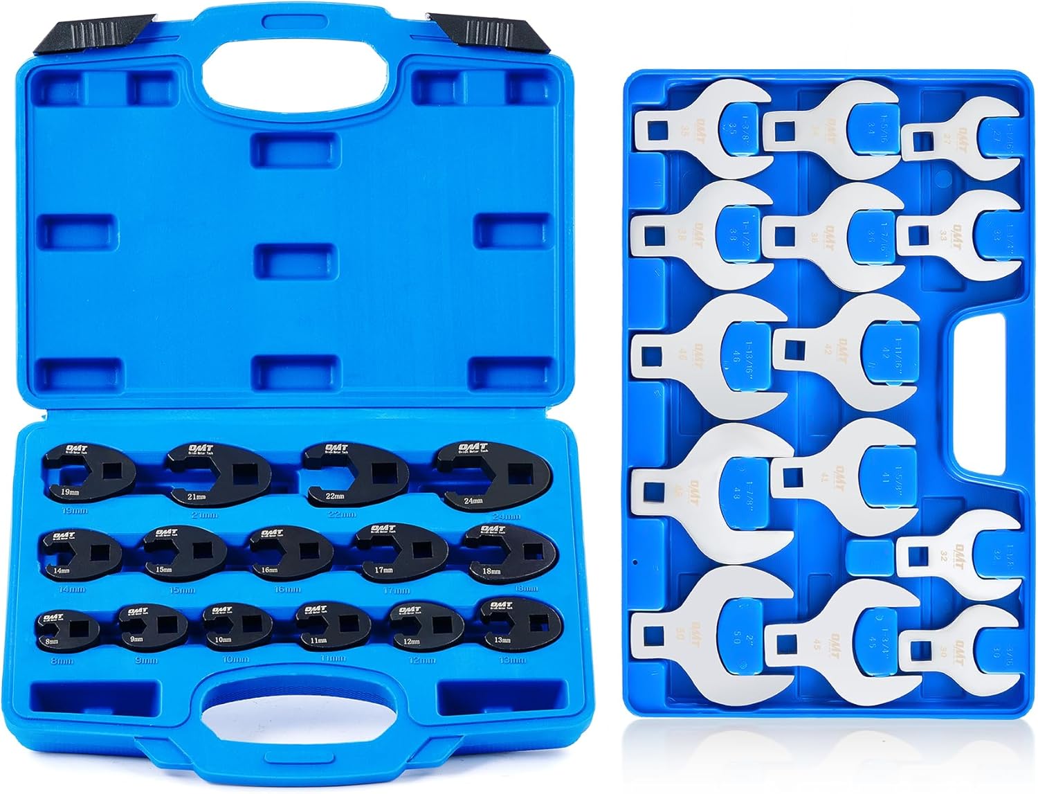 Orion Motor Tech 14pc Jumbo Crowfoot Wrench Set - Metric 27-50mm For Flare Nuts, 1/2" Drive