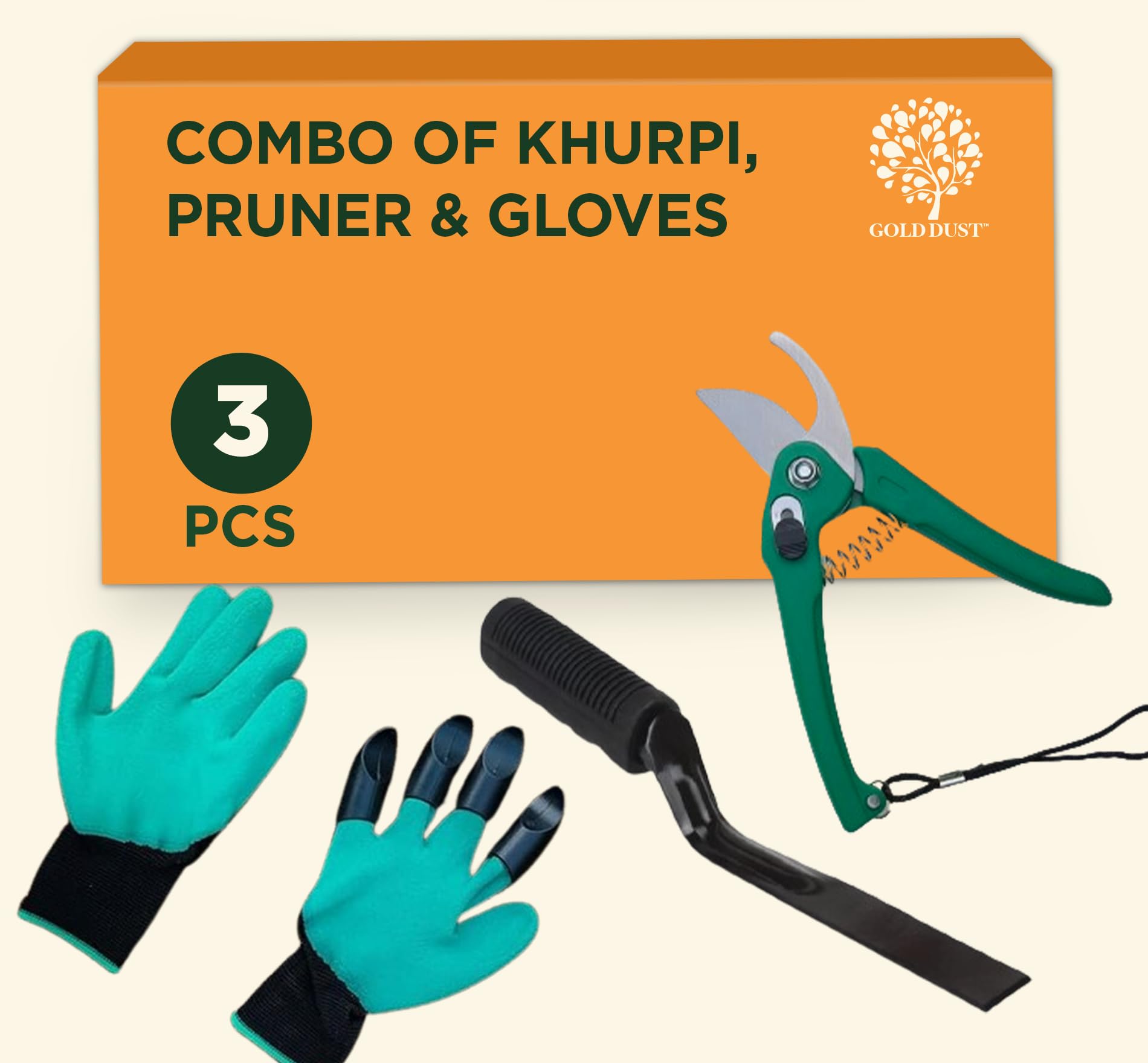 Gold DUST Gardening Tools Kit for Home Garden, Combo Set Includes: Plant Cutter for Home Garden, Khurpi for Home Gardening, Gardening Gloves - Essential Tools for Every Gardener (B0CT95LS4S) Amazon Price History, Amazon Price Tracker