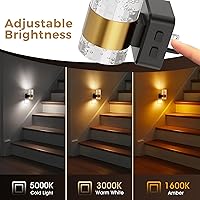 Vista 3 de Luz nocturna para enchufar en la pared, regulable, con sensor crepuscular, 3 colores de luz, blanco suave, blanco frío y ámbar, brillo ajustable