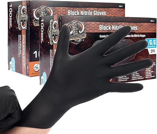 IRON MAMMOTH Nitrile Gloves Disposable Black Cleaning Gloves for Household 100-Count