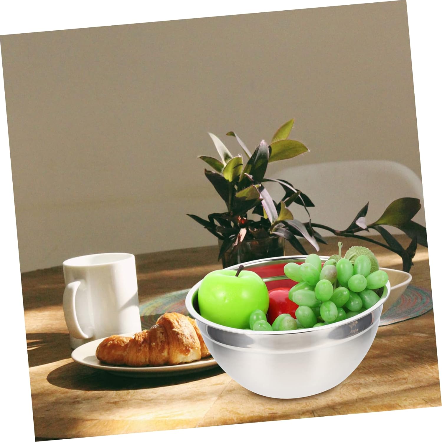 Stylish 4pcs Stainless Steel Mixing Bowl Set Lid for Salad Fruit Vegetable Serving