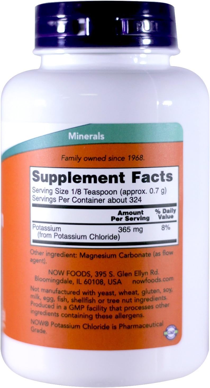 NOW Potassium Chloride Powder, 8-Ounces (Pack of 4)
