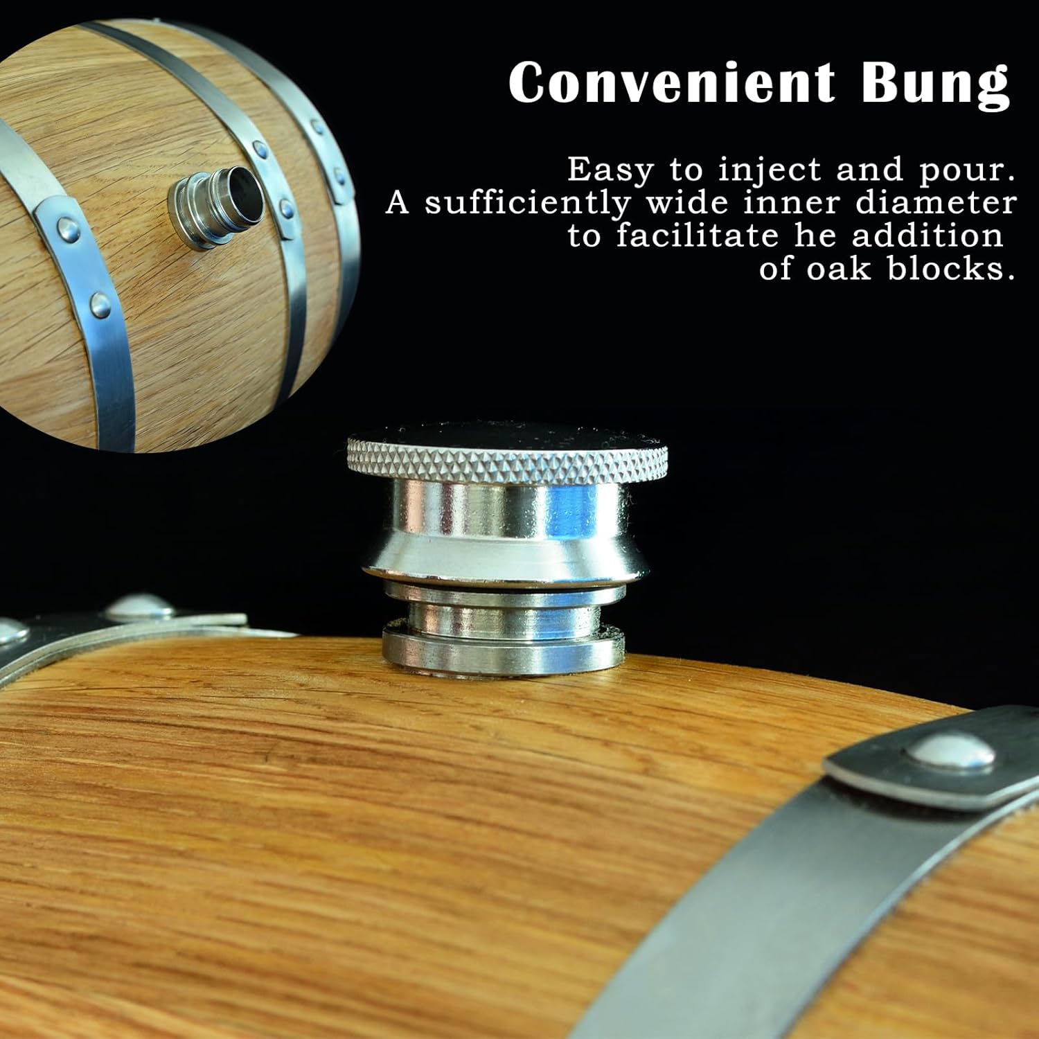 1.5 Liter Visualized Oak Aging Barrel with Stand, Bung & Spigot, Wooden Mini Whiskey Barrel - Charred Oak Barrels for Aging Brandy, Bourbon, Cocktails, Rum, Tequila, Mead Wine, Gin