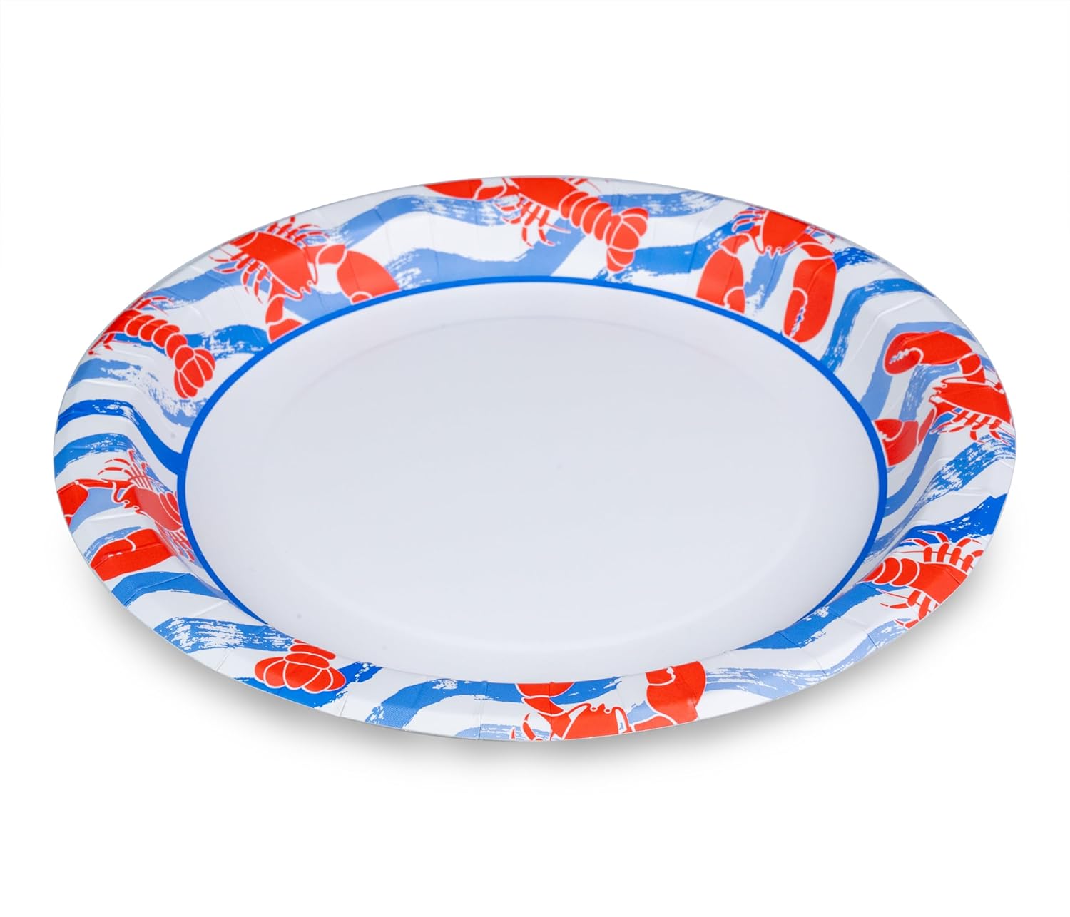 Glad Disposable Paper Plates, Lobster Waves Design - Soak Proof, Cut-Resistant, and Microwavable for All Foods, Great for Beach Parties and Everyday Meals, Multicolor, 10 Inch, 50 Count - 12 Pack