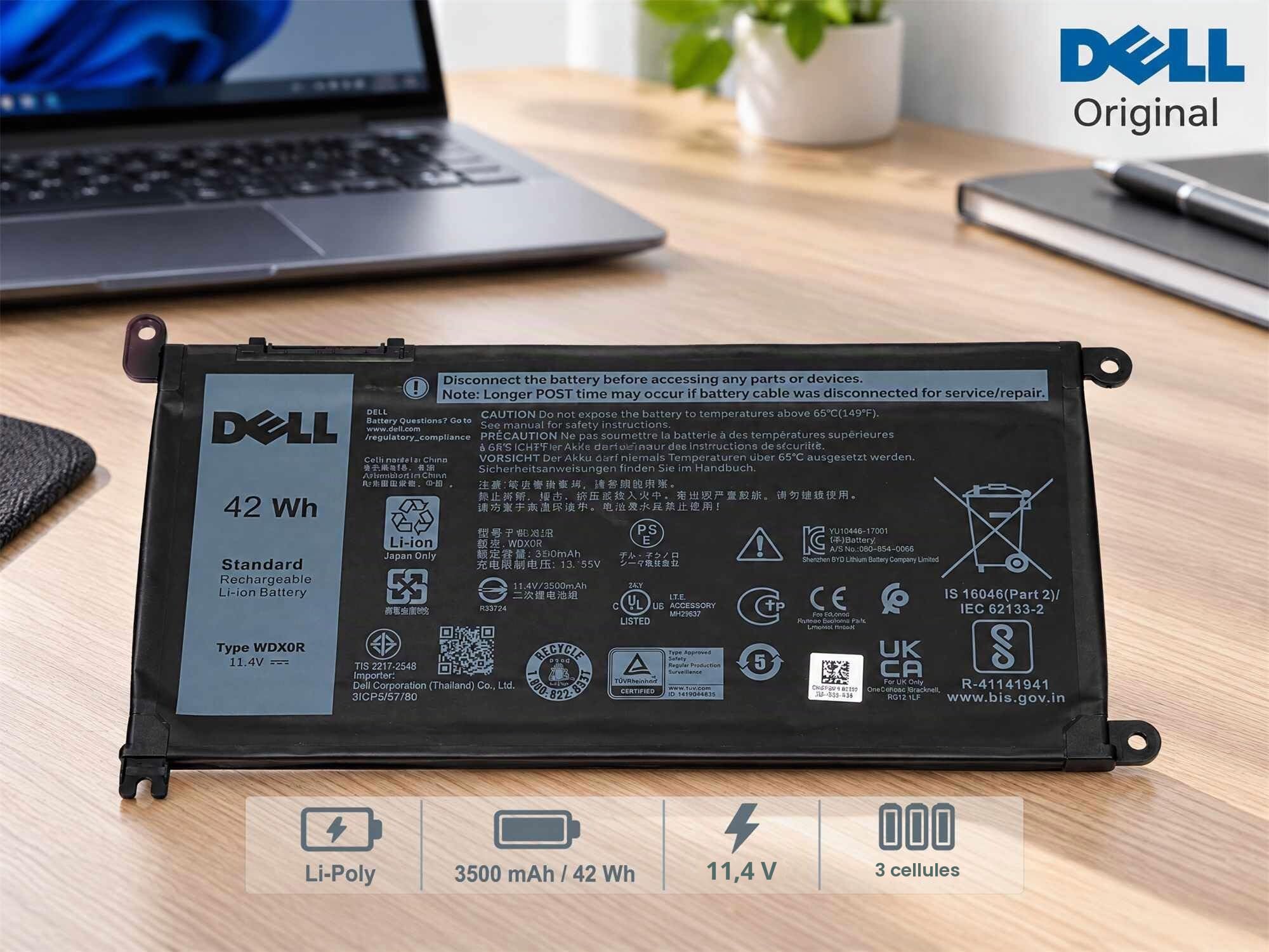 Batterie 42Wh Original (Variante de 1,5 cm) pour Dell Inspiron 17 (5770)