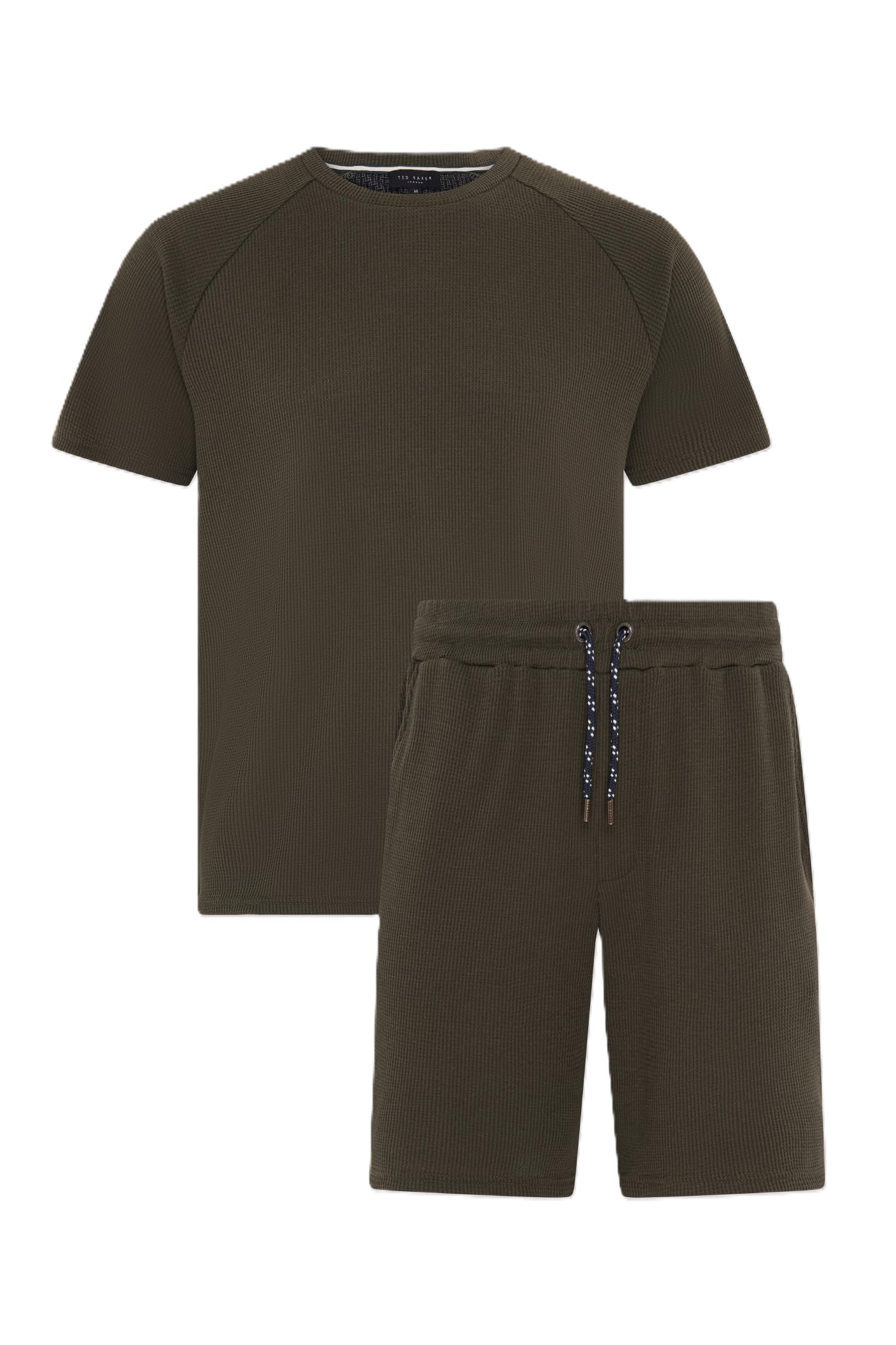 Ted Baker Waffle T Shirt And Short Set, Khaki, L