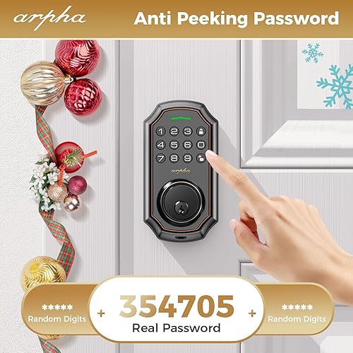 Miniatura 3 de Cerradura de puerta de entrada sin llave con 50 códigos, cerrojo electrónico para puerta delantera, cerradura de puerta electrónica con contraseña