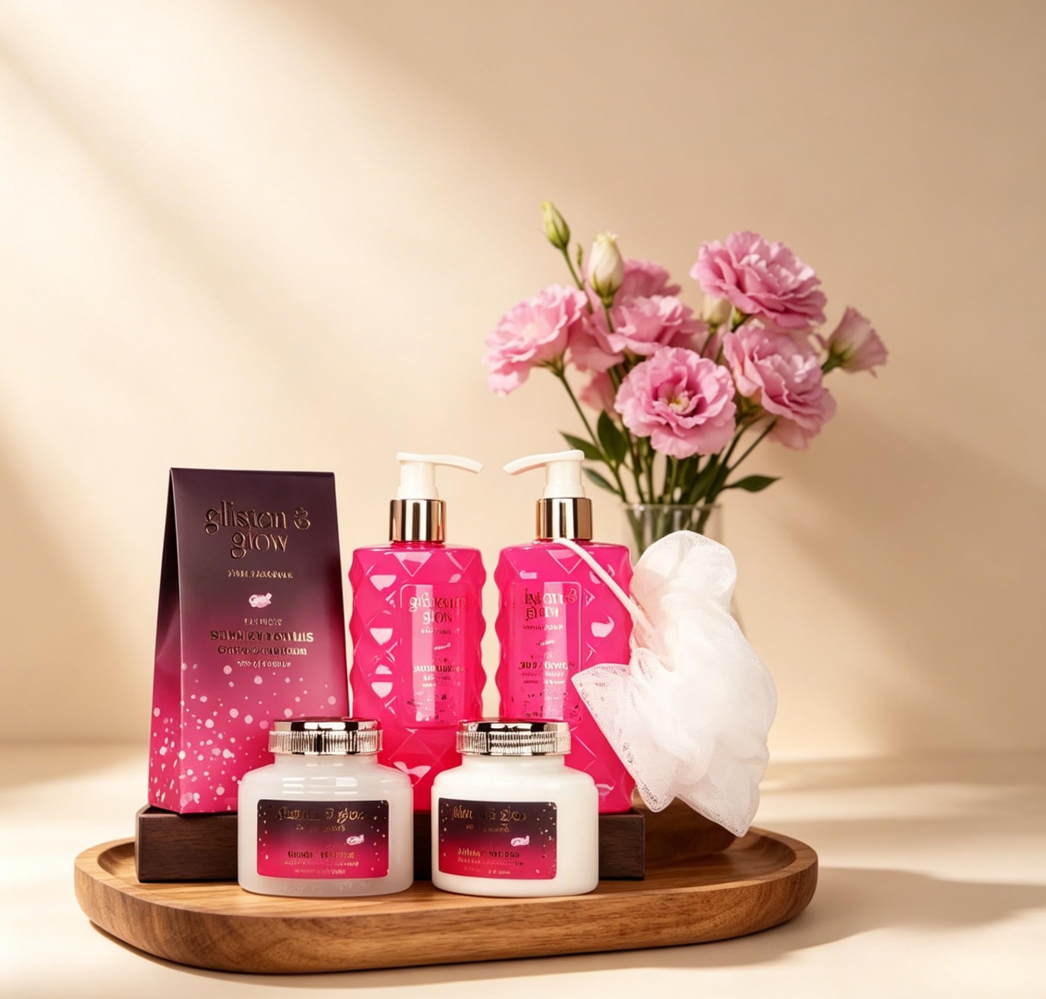 GLOSS! | Pudełko na prezent dla kobiet | Produkty do kąpieli | Perfumy granatowe| Kosz na kosmetyki, pielęgnacja i dobre samopoczucie | Oryginalny pomysł na prezent dla kobiet, na urodziny, Dzień