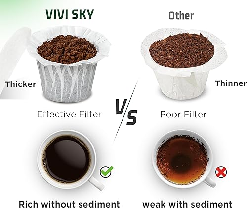Miniatura 3 de VIVI SKY Filtros K Cup desechables con tapa, 200 filtros de café K Cup Filtros de papel para cafeteras Keurg de una sola porción 1.0 y 2.0 cápsulas
