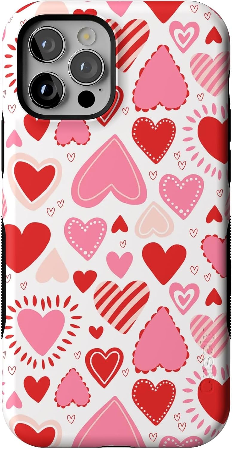Casely iPhone 12/12 Pro Case | Love Struck | Pink Heart Stickers | Compatible with MagSafe | Bold Protective Design
