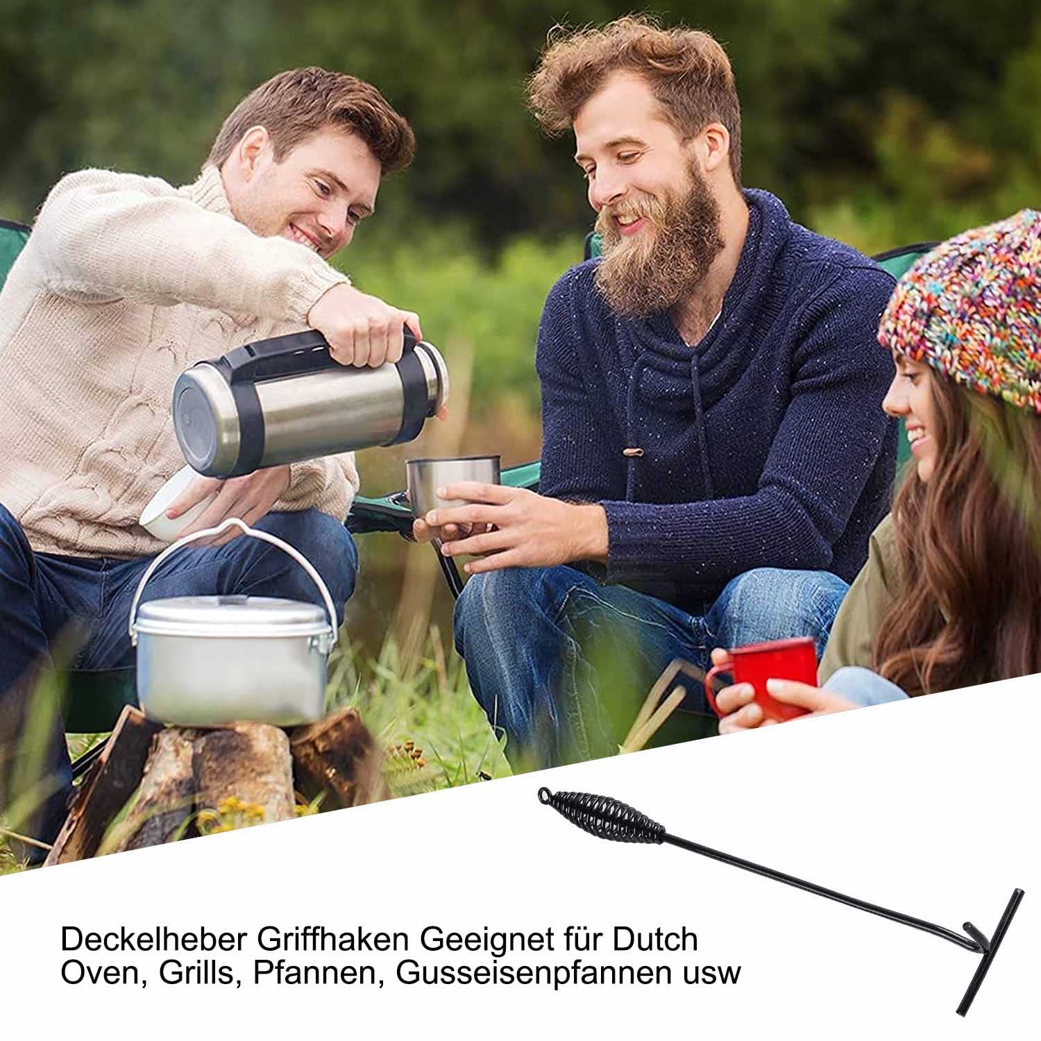 Dutch Ovens Sollevatore per Coperchio, Gancio Della Maniglia del Sollevatore del Coperchio da 26 CM per Sollevatore di Pentole per Uso Domestico All'Aperto