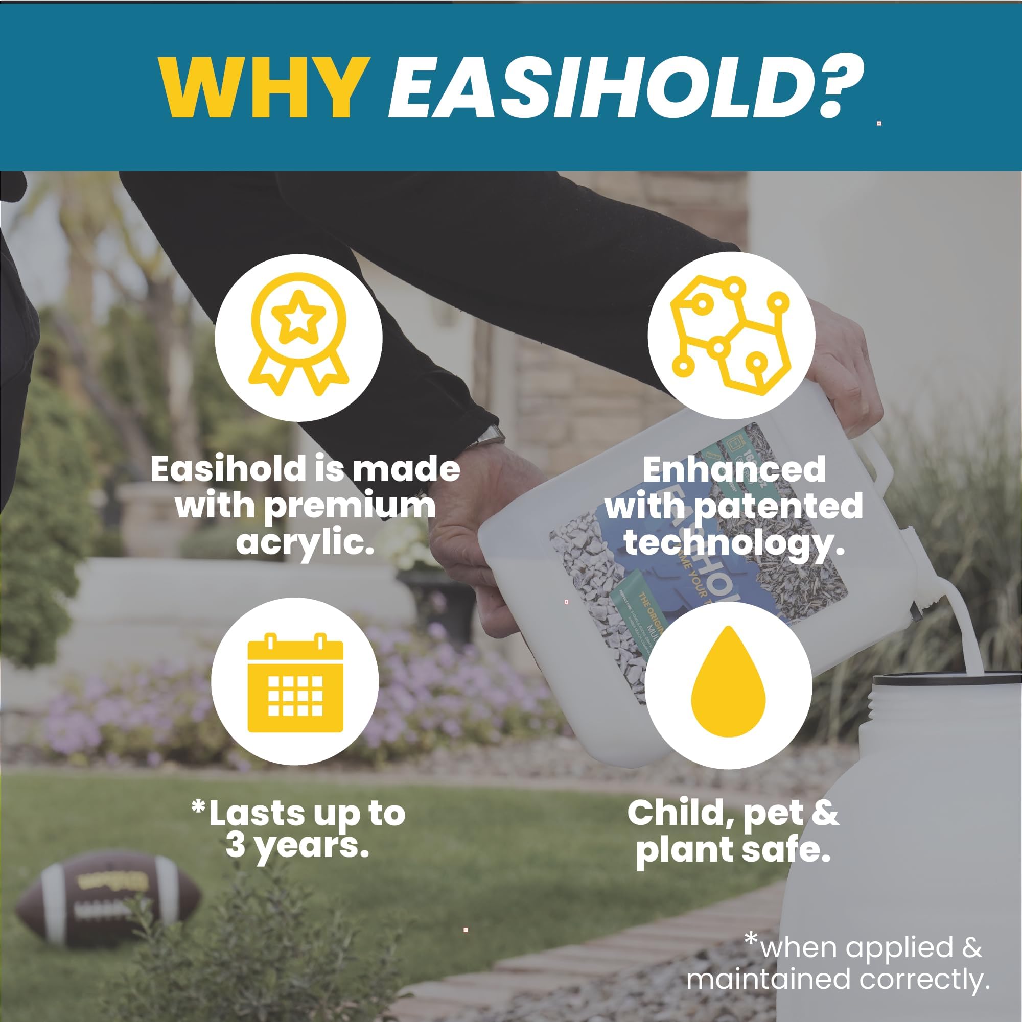 Vuba EASIHOLD - HandySpray - 27oz Mulch Glue for Landscaping and Stabilizing Mulch, Rocks and Pea Gravel with Handy Applicator. Lasts up to 3 Years, Non Toxic, Ready to Use.