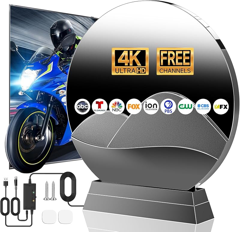 TV Antenna, 5000+ Miles Long Range Digital Antenna for Smart TVs Indoor, HD TV Antenna for Local Channel, Strongest HDTV Antennas with Amplifier Signal Booster-Supports 4K 8K 1080P-38FT Cable