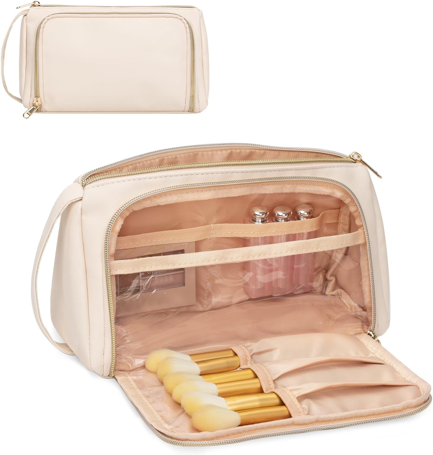 CUBETASTIC Makeup Bag, Cosmetic Bag for Women, Small Travel Make Up Storage Organizer with Makeup Brush Compartment, Portable & Waterproof CUBETASTIC Makeup Bag, Cosmetic Bag for Women, Small Travel Make Up Storage Organizer with Makeup Brush Compartment, Portable & Waterproof