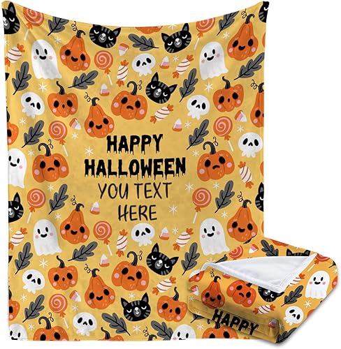 Manta de Halloween personalizada con calabaza, manta de franela suave, decoración de Halloween para sofá, sala de estar, dormitorio, regalos