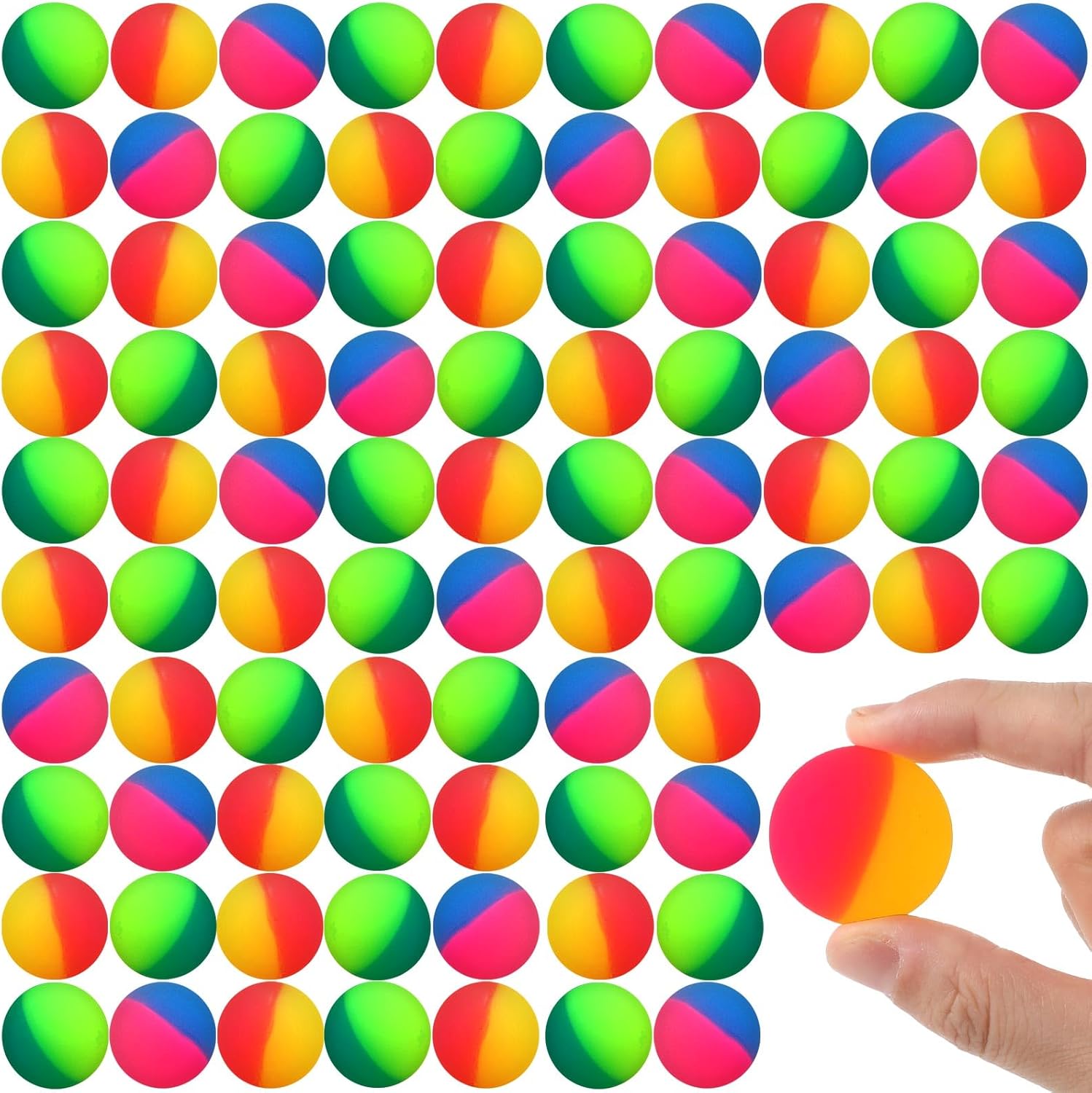 Jenaai 100 Pcs 45 mm/1.77 Inch Bouncy Balls for Kids, Large Rubber High Bouncing Balls in Bright Assorted Multi Colors Bulk for Birthday Party Favors Easter Classroom Carnival Prizes Gift
