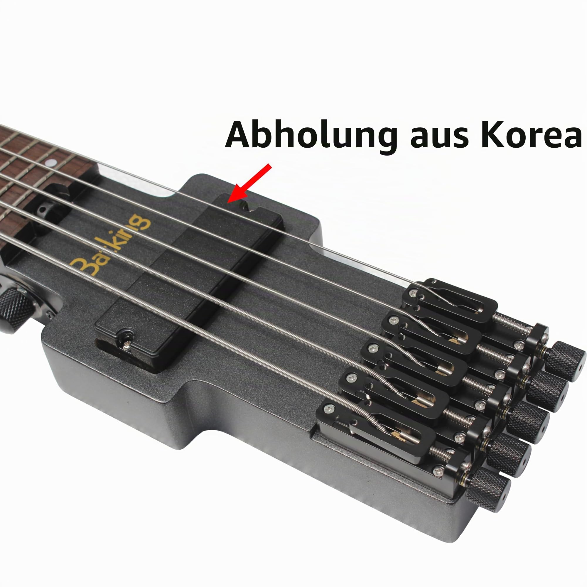 Batking Reise-Bassgitarre Elektrischer Headless Bass, 5 Saiten E-Bass mit Gigbag & Truss Rod & Wire