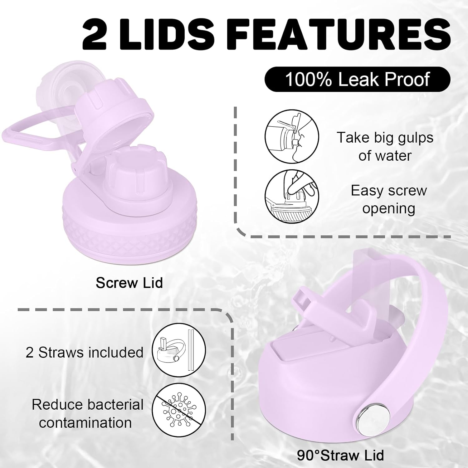 32oz Insulated Water Bottle, Fit in Any Car Cup Holder, Water Bottle with Straw Lids, Stainless Steel Insulated Water Flask Double Wall Leak-proof BPA Free to Keep Cold&Hot - Image 4