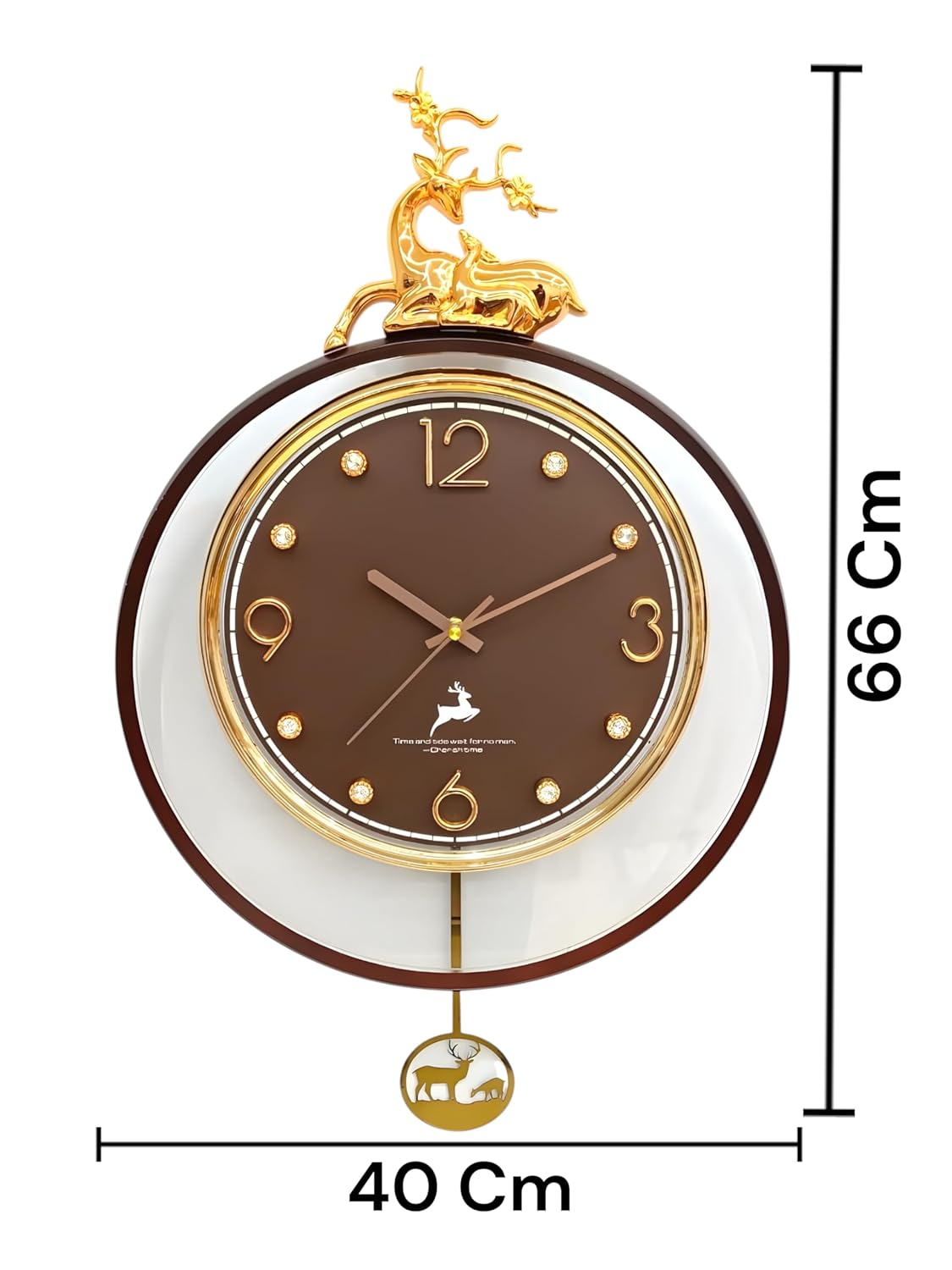 Amazon Brand - Umi Luxury Silent Stylish Golden Deer Designer Pendulum Wall Clock Lolak Big Wall Clock Decorative Clock for Living Room, Bedroom, Hall, Office Premium Home Décor UC-T2598 (Brown) offers donot miss 3 Amazon Brand - Umi Luxury Silent Stylish Golden Deer Designer Pendulum Wall Clock Lolak Big Wall Clock Decorative Clock for Living Room, Bedroom, Hall, Office Premium Home Décor UC-T2598 (Brown) offers donot miss