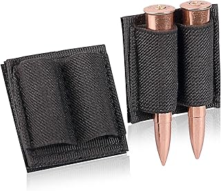 2 Round Bullet Holder for Rifles Side with Adhesive Backing Sticker，Touch Fastener for 7.62 Magazine Strips Quick Reloading, Hunting, and Shooting Accessories (Black)
