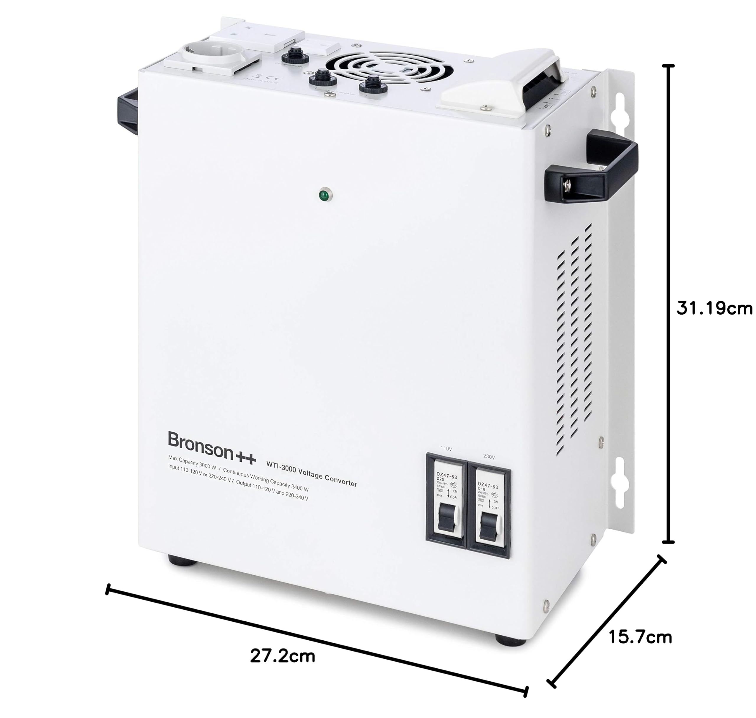 Transformador Bronson++ WTI 3000 110 Voltios EE.UU. Convertidor Voltaje 3000 Vatios - Entrada: 110 o 220 V/Salida: 110 V y 220 V - Bronson 3000W