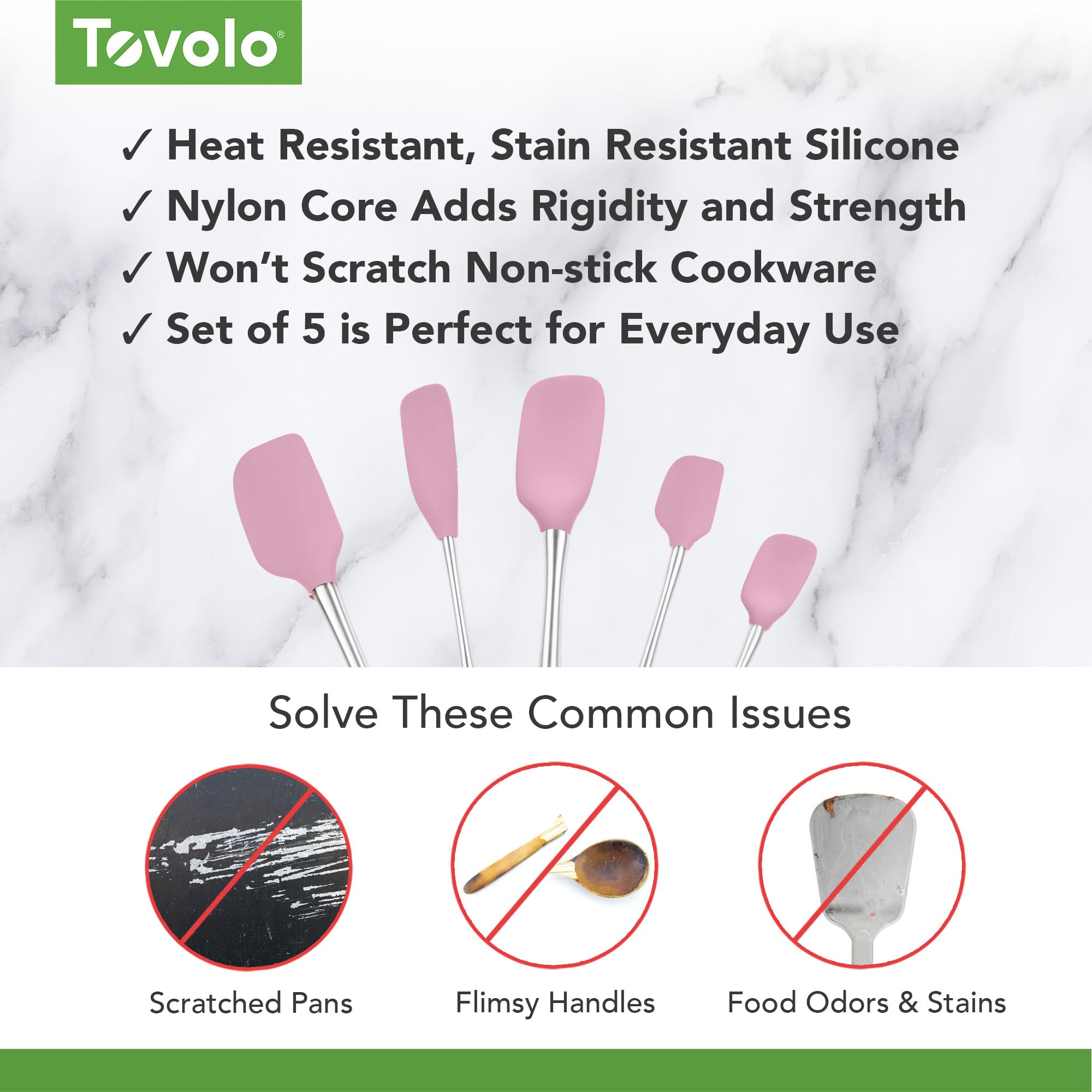 Tovolo Flex-Core Pfannenwender mit Edelstahlgriff, 5 Stück, für Mahlzeiten, Kochen, Backen und mehr